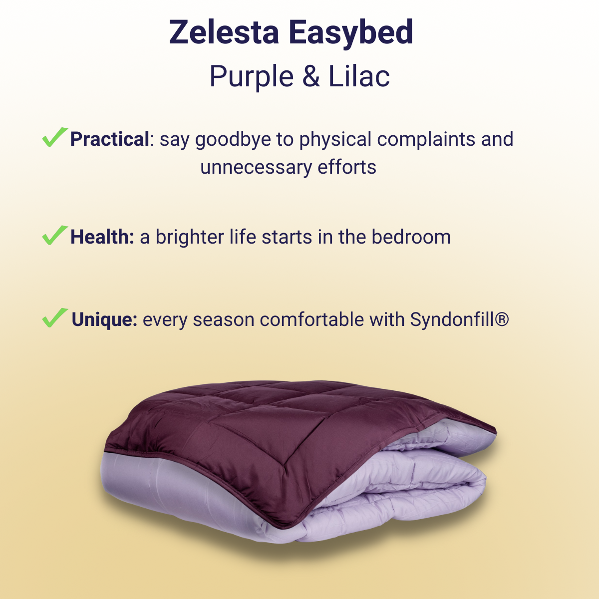 Zelesta-Easybed - Purple-Lilac-washable-quilt-2-in-1-without-cover-benefits