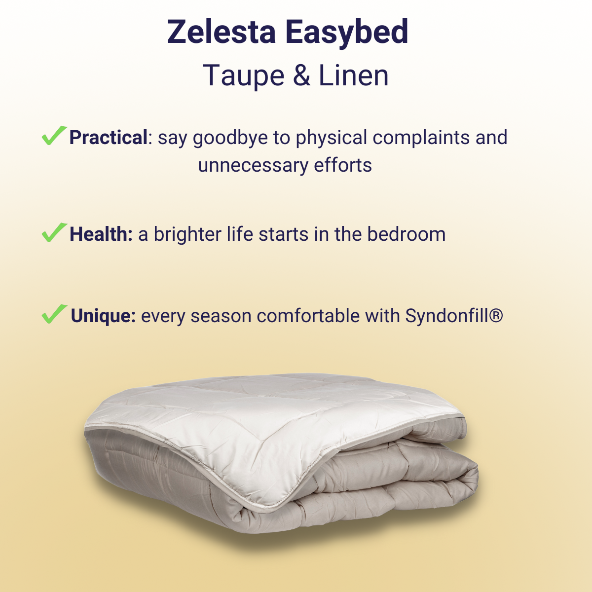 Zelesta-Easybed - Taupe-Linen-washable-quilt-2-in-1-without-cover-benefits